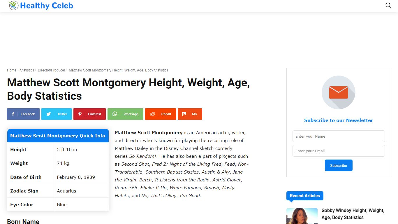 Matthew Scott Montgomery Height, Weight, Age, Family, Facts