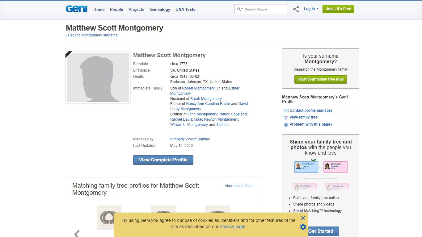 Matthew Scott Montgomery (c.1775 - c.1849) - Genealogy - geni family tree